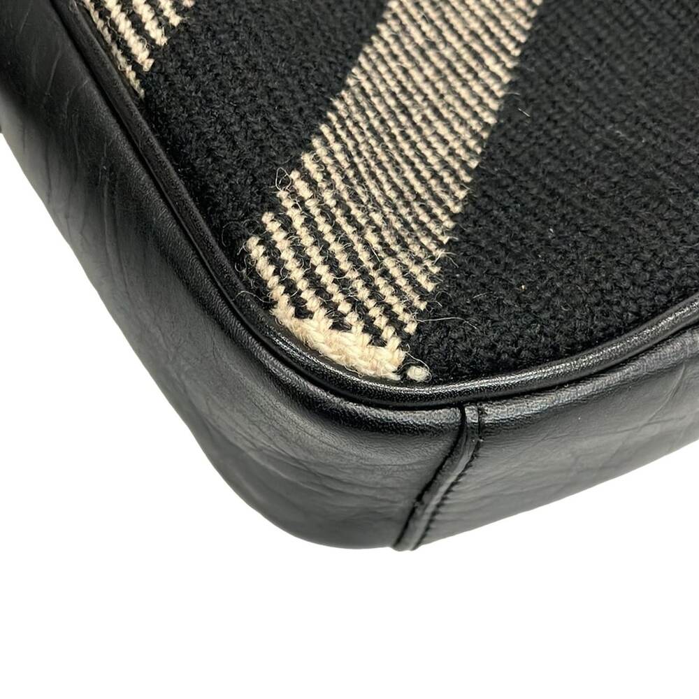 Burberry Shoulder Bag Black White Purple Wool Leather - Picture 8 of 10